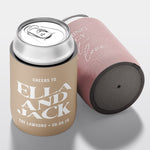 Personalised wedding stubby holder, The Block design, multiple colours, The Cheers Co Australia, Bold & Celebration