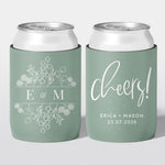 Personalised wedding stubby holder, The Botanical design, multiple colours, The Cheers Co Australia, Garden, Floral, Rustic,