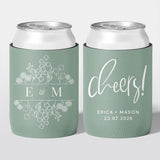 Personalised wedding stubby holder, The Botanical design, multiple colours, The Cheers Co Australia, Garden, Floral, Rustic,
