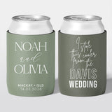 Personalised wedding stubby holder, The Capital design, multiple colours, The Cheers Co Australia, Coastal & Relaxed