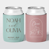 Personalised wedding stubby holder, The Capital design, multiple colours, The Cheers Co Australia, Coastal & Relaxed