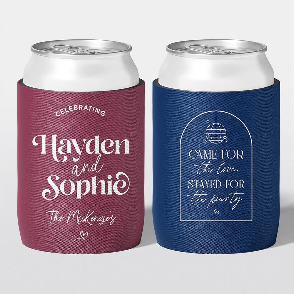 Personalised wedding stubby holder, The Celebration design, multiple colours, The Cheers Co Australia, Garden & Floral