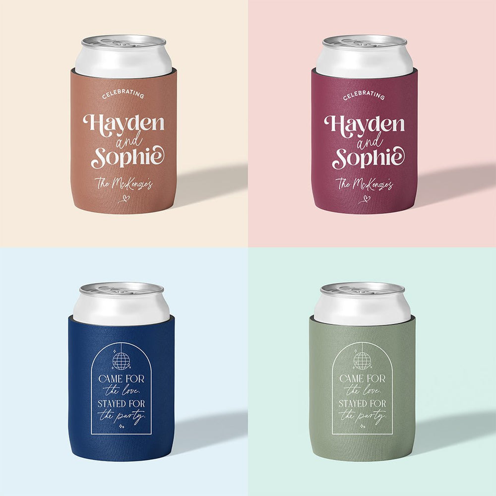 Personalised wedding stubby holder, The Celebration design, multiple colours, The Cheers Co Australia, Garden & Floral