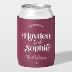 Personalised wedding stubby holder, The Celebration design, The Cheers Co Australia, burgundy, Garden & Floral