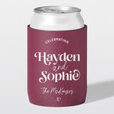 Personalised wedding stubby holder, The Celebration design, The Cheers Co Australia, burgundy, Garden & Floral