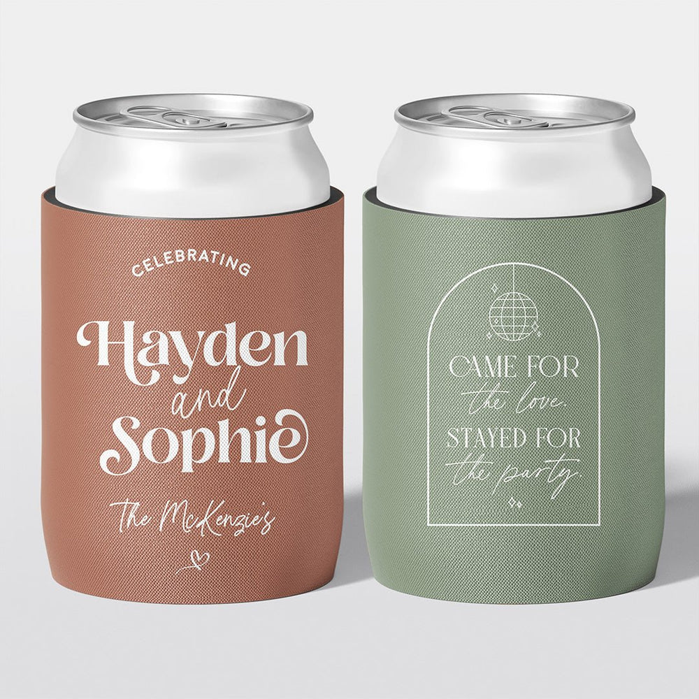 Personalised wedding stubby holder, The Celebration design, multiple colours, The Cheers Co Australia, Garden & Floral