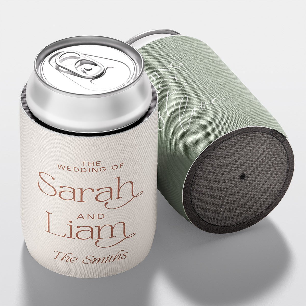 Personalised wedding stubby holder, The Classic design, multiple colours, The Cheers Co Australia