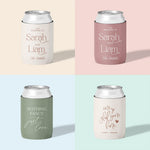 Personalised wedding stubby holder, The Classic design, multiple colours, The Cheers Co Australia