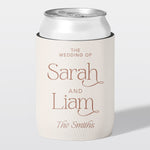 Personalised wedding stubby holder, The Classic design, ivory, champagne, timeless romance, The Cheers Co Australia