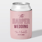 Personalised wedding stubby holder, The Editorial design, The Cheers Co Australia, blush pink,  Modern & Minimal, Bold