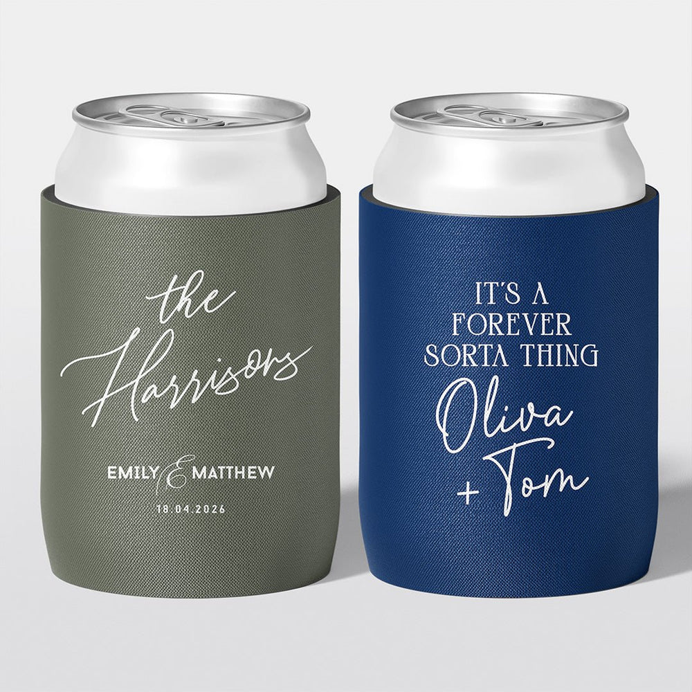 Personalised wedding stubby holder, The Grand design, multiple colours, The Cheers Co Australia