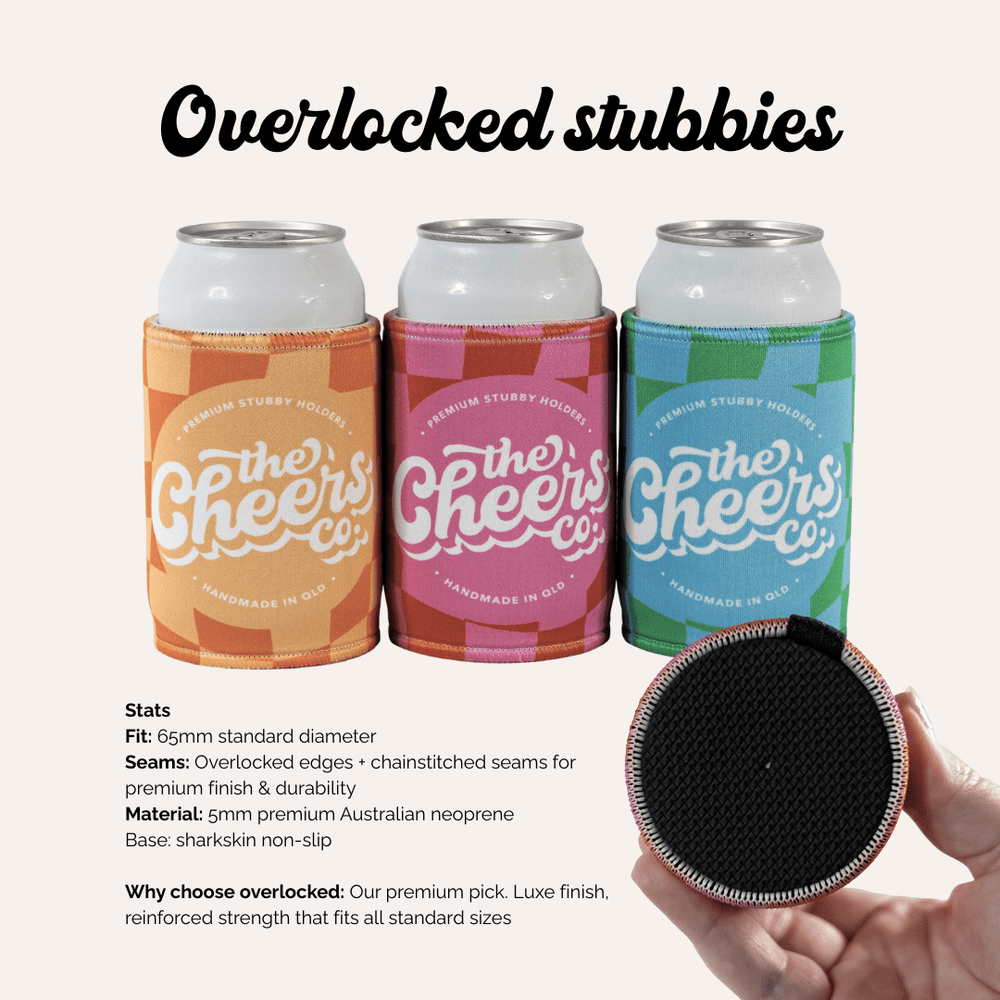 Wedding Stubby Styles, The cheers Co, overlocked, 5mm neoprene, australian made
