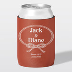 Personalised wedding stubby holder, The Knot design, The Cheers Co Australia, rust colour, Rustic & Boho, Coastal & Relaxed