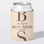 Personalised wedding stubby holder, The Monogram design, The Cheers Co Australia, champagne, chocolate, Modern & Minimal