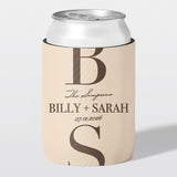 Personalised wedding stubby holder, The Monogram design, The Cheers Co Australia, champagne, chocolate, Modern & Minimal