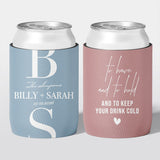 Personalised wedding stubby holder, The Monogram design, multiple colours, The Cheers Co Australia, Modern & Minimal