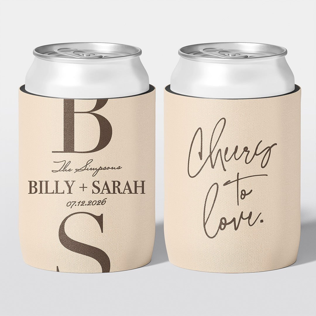 Wedding Stubby Holders — The Monogram - The Cheers Co.