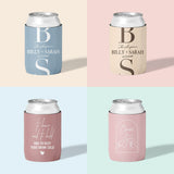 Personalised wedding stubby holder, The Monogram design, multiple colours, The Cheers Co Australia, Modern & Minimal