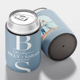 Personalised wedding stubby holder, The Monogram design, multiple colours, The Cheers Co Australia, Modern & Minimal