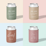Personalised wedding stubby holder, The Mr & Mrs design, multiple colours, The Cheers Co Australia
