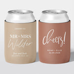 Personalised wedding stubby holder, The Mr & Mrs design, multiple colours, The Cheers Co Australia