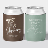 Personalised wedding stubby holder, The Ribbon design, multiple colours, The Cheers Co Australia, timeless romance