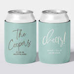 Personalised wedding stubby holder, The Signature design, multiple colours, The Cheers Co Australia