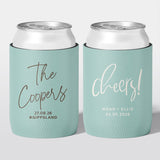 Personalised wedding stubby holder, The Signature design, multiple colours, The Cheers Co Australia