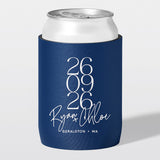 Personalised wedding stubby holder, The Stack design, The Cheers Co Australia, Modern, Minimal, Bold, Celebration, Navy