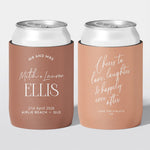 Personalised wedding stubby holder, The Statement design, multiple colours, The Cheers Co Australia,Coastal & Relaxed, Modern