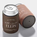 Personalised wedding stubby holder, The Statement design, multiple colours, The Cheers Co Australia,Coastal & Relaxed, Modern