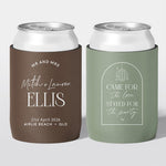 Personalised wedding stubby holder, The Statement design, multiple colours, The Cheers Co Australia,Coastal & Relaxed, Modern