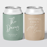 Personalised wedding stubby holder, The Surname design, multiple colours, The Cheers Co Australia, Timeless Romance