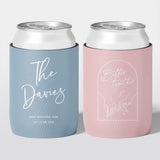 Personalised wedding stubby holder, The Surname design, multiple colours, The Cheers Co Australia, Timeless Romance