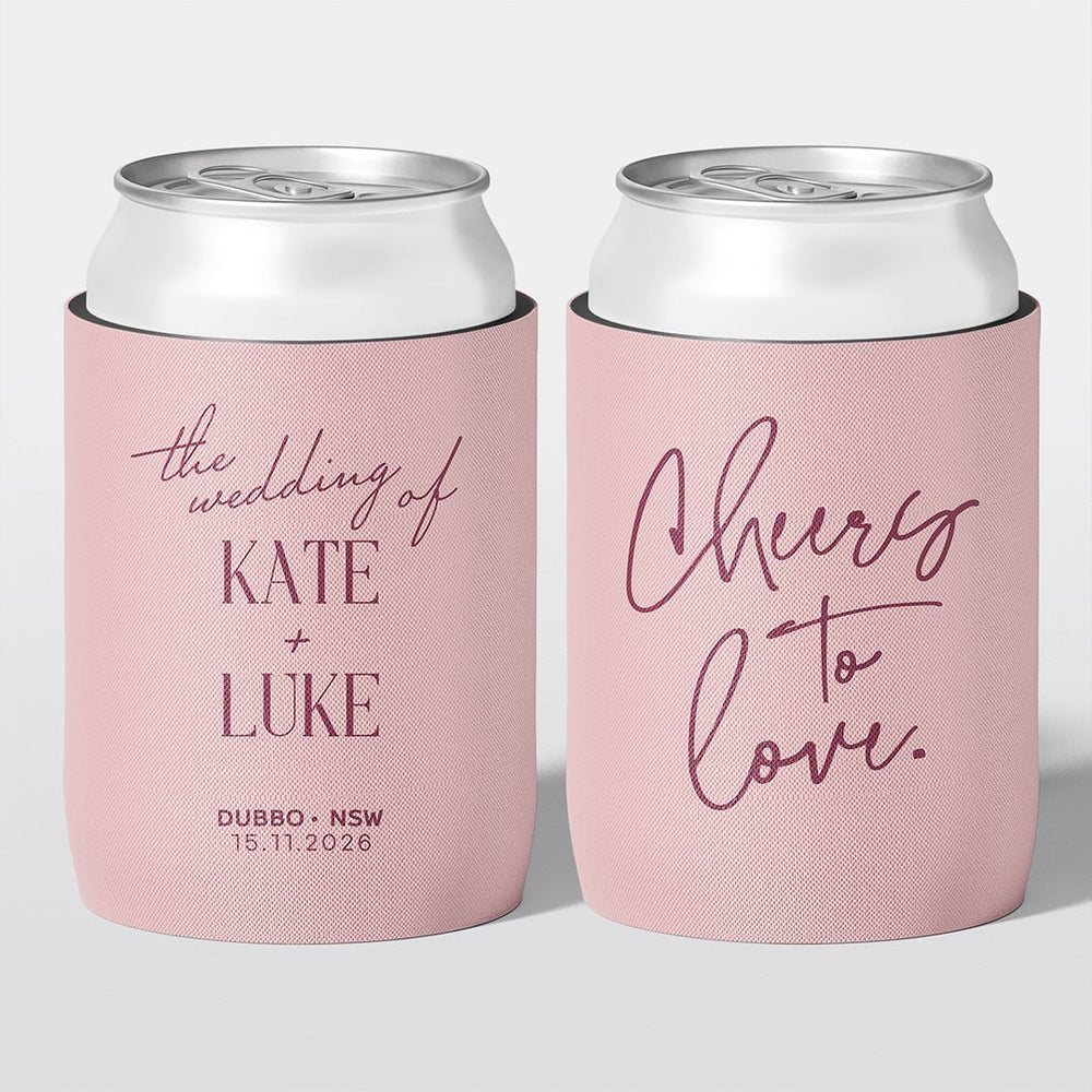 Wedding stubby holder, The Wedding design, assorted colours, The Cheers Co