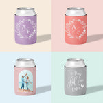 Personalised wedding stubby holder, The Wreath design, multiple colours, The Cheers Co Australia, Garden, Floral, Romance
