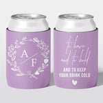 Personalised wedding stubby holder, The Wreath design, multiple colours, The Cheers Co Australia, Garden, Floral, Romance
